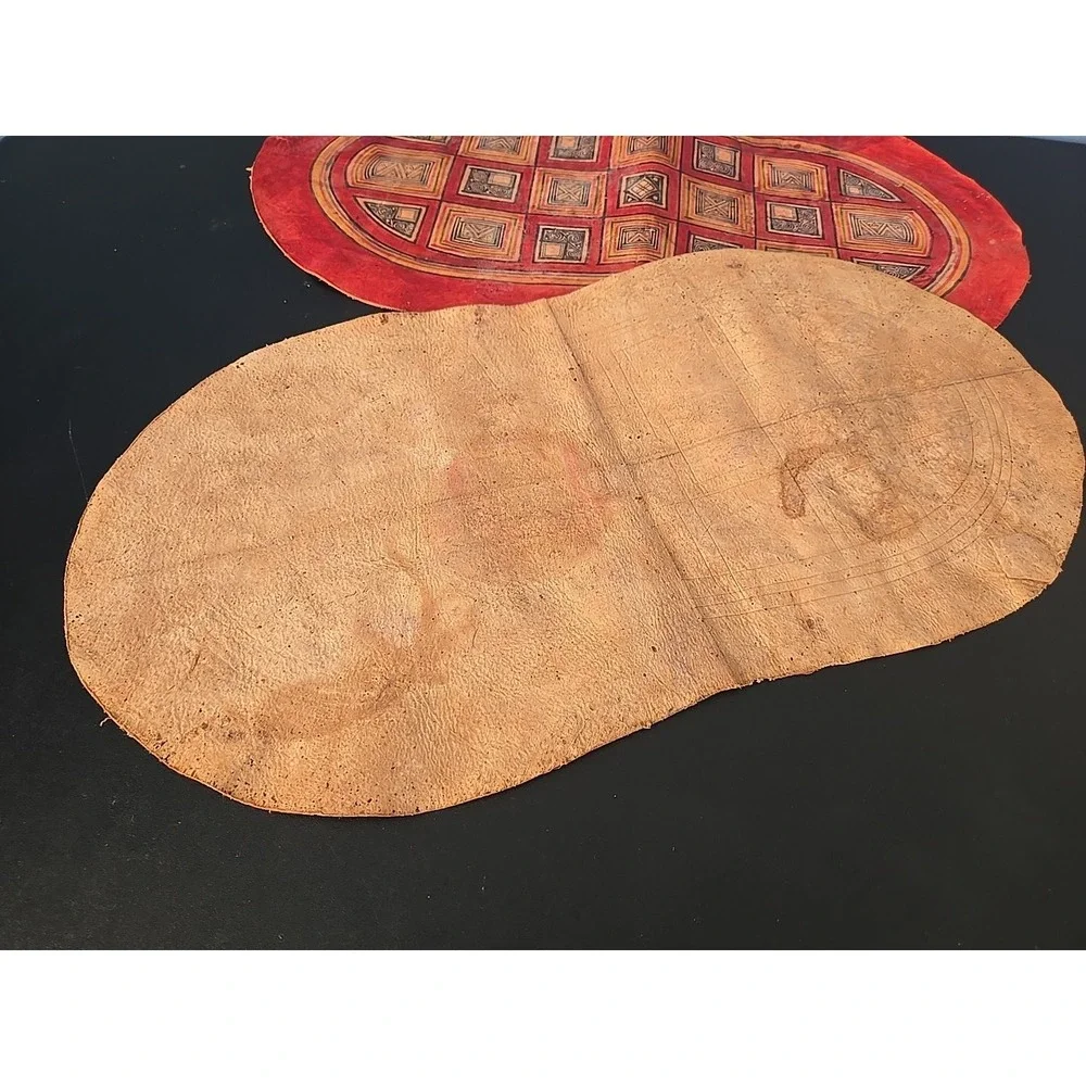 Vtg Tuareg Touareg Leather Cushion Cover Red Tribal Ethnic Handmade Ethnography